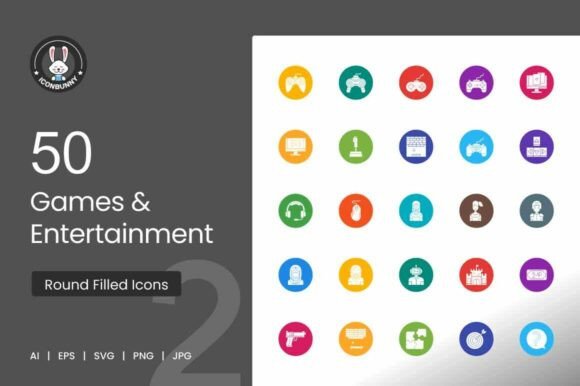 50 Games Entertainment Flat Round Icon