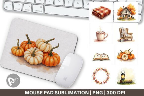Cozy Autumn Cottage Mouse Pad