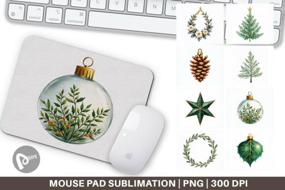 Enhance Your Workspace with Gilded Botanical Christmas Mouse Pad and Sublimation Mouse Pad