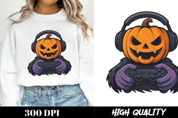 Funny Pumpkin Gamer Halloween