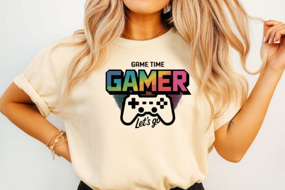Gamer Pixelated Text with Rainbow Colors
