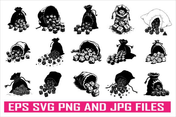 Geometric Dice Shapes Silhouette Graphic