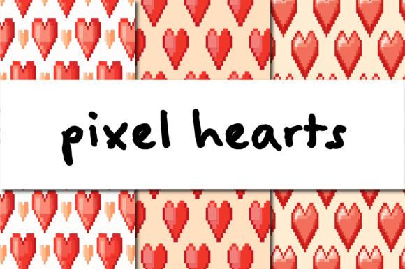 Ixel Heart Seamless Patterns for Retro Gaming Love Design