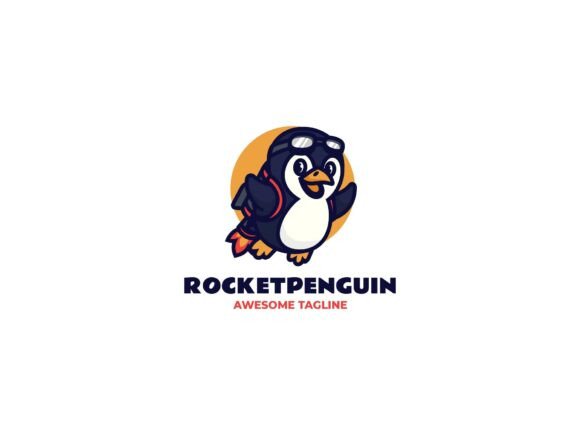 Mascot Rocket Penguin Logo Design