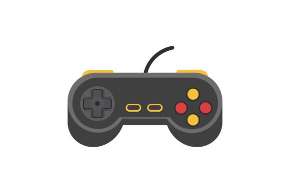 Retro Style Game Controller with Red and Yellow Buttons