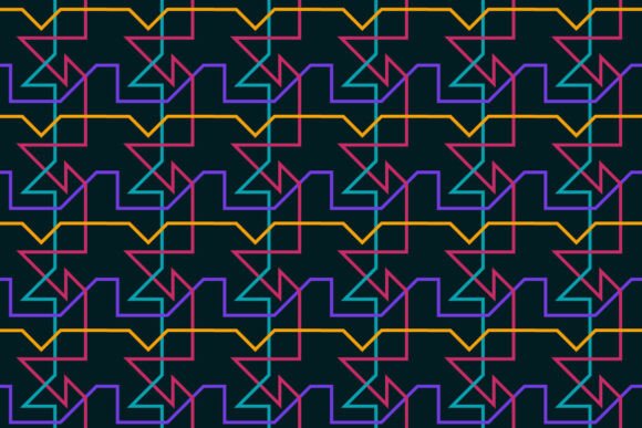 Vibrant Neon Interlocking Line Pattern