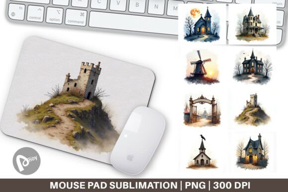 Vintage Haunted House Mouse Pad: A Spooky Touch for Your Workspace
