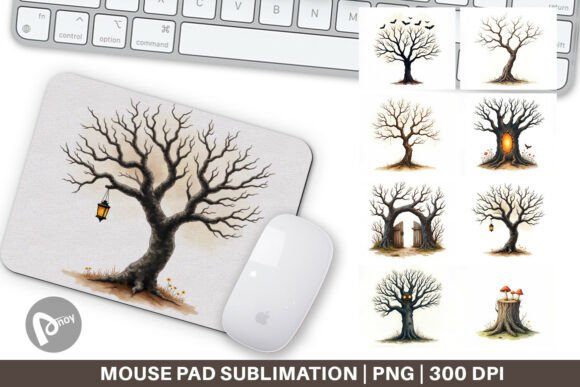 Vintage Spooky Forest Mouse Pad for a Hauntingly Stylish Workspace