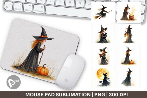 Vintage Witch Mouse Pad: Magical Desk Accessory